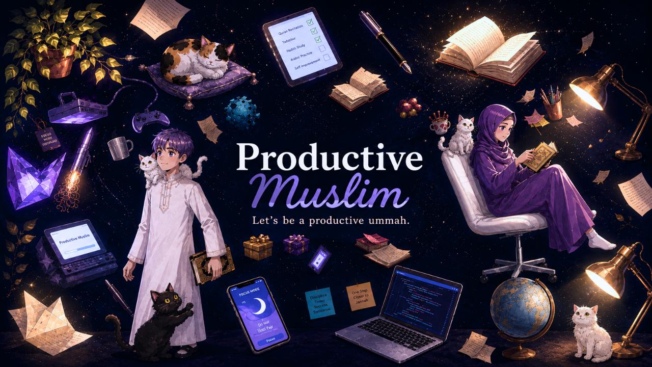 Discovery splash banner for Productive Muslim 🍀 Discord server