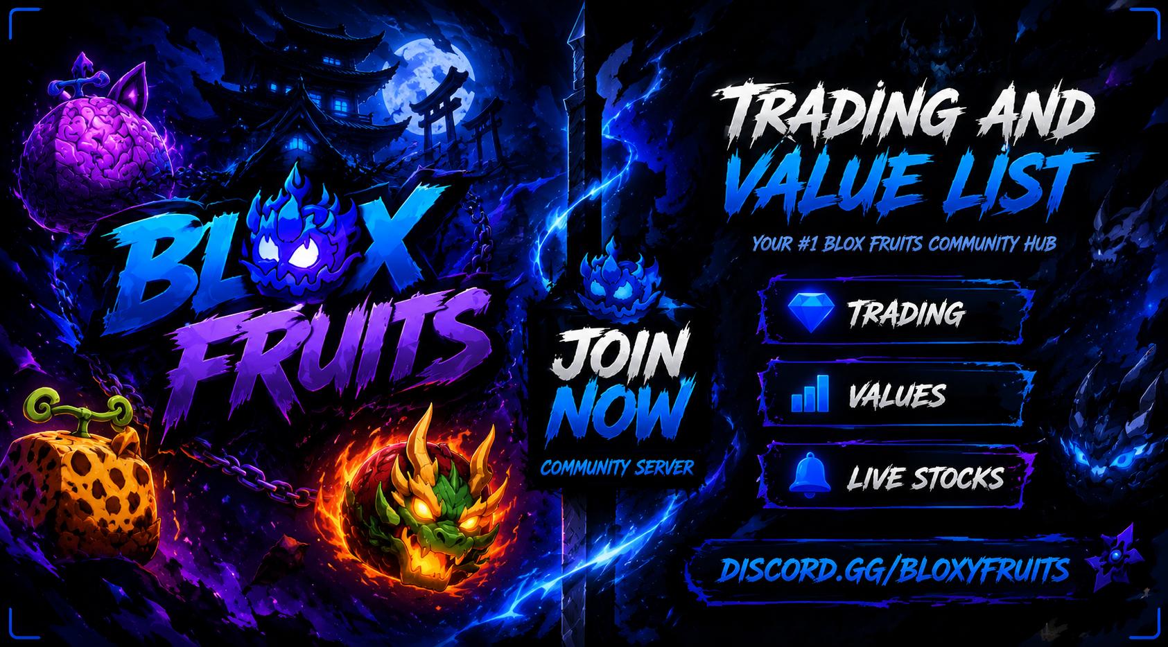 Discovery splash banner for Blox Fruits Trading & Help Discord server