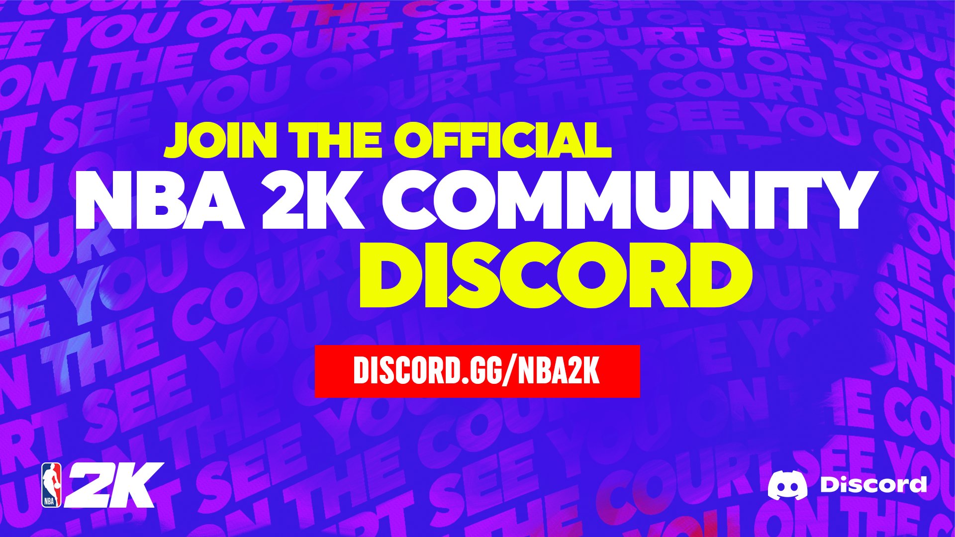 Discovery splash banner for NBA 2K26 Squad Finder® Discord server