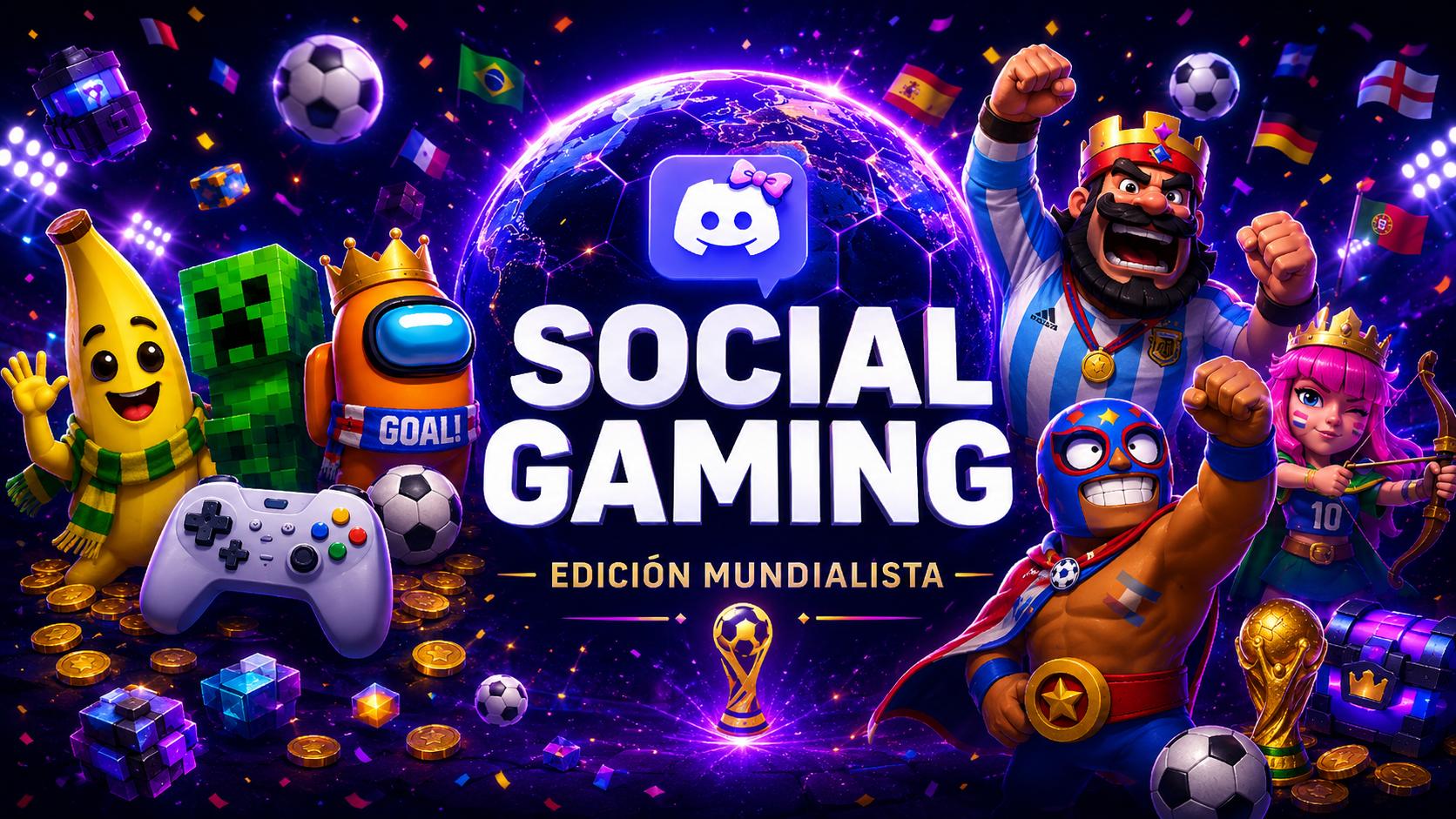 Discovery splash banner for SOCIAL GAMING 67 | Argentina・México・Colombia・Uruguay・Chile・Ecuador・Español・Amigos・Chat・Juegos Discord server